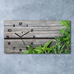Skleněné hodiny na stěnu Dřevěné pozadí bylinky pl_zsp_60x30_f_67467429