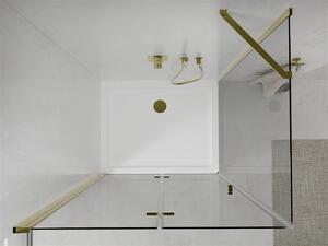 Mexen Lima sprchový kout 80x70cm, 6mm sklo, zlatý profil - čiré sklo + Slim sprchová vanička - 856-080-070-50-00-4010