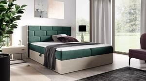 Čalouněná jednolůžková postel 120x220 CHANTELLE 9 - nordic teak / zelená + topper ZDARMA