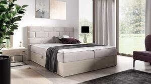 Čalouněná jednolůžková postel 120x220 CHANTELLE 9 - nordic teak / béžová + topper ZDARMA