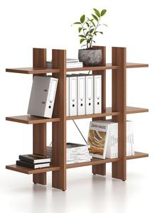 Kancelářský regál nízký krátký SOLID, 1250 x 400 x 1075 mm, ořech