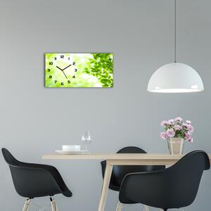 Moderní skleněné hodiny na stěnu Listí pl_zsp_60x30_f_69074600