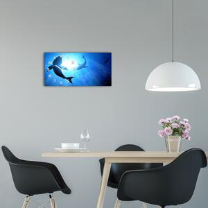 Moderní skleněné hodiny na stěnu Dva žraloci pl_zsp_60x30_f_69178156