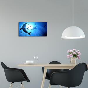 Moderní skleněné hodiny na stěnu Dva žraloci pl_zsp_60x30_f_69178156