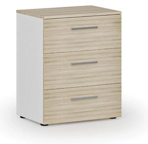 Kancelářská komoda ke stolu PRIMO WHITE, 740 x 600 x 420 mm, bílá/dub přírodní