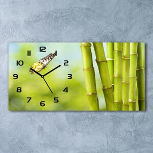 Skleněné hodiny na stěnu tiché Bambus a motýl pl_zsp_60x30_f_69817087