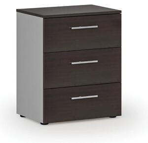 Kancelářská komoda ke stolu PRIMO GRAY, 740 x 600 x 420 mm, šedá/wenge