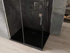 Mexen Omega rozsouvací sprchový kout 100 x 80 cm, Grafitově černá, Chromovaná + sprchová vanička Fla