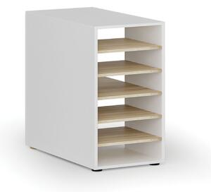 Přístavná policová skříňka k pracovnímu stolu PRIMO WHITE, pravá, bílá/dub přírodní