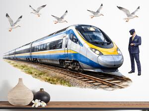 Vlak Pendolino textilní přelepitelné samolepky na zeď arch 75 x 39 cm