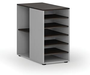 Přístavná policová skříňka k pracovnímu stolu PRIMO GRAY, levá, šedá/wenge
