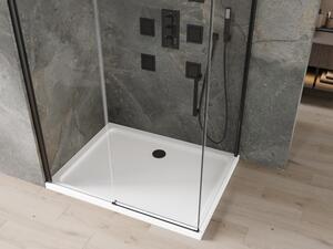 Mexen Omega rozsouvací sprchový kout 100 x 70 cm, Průhledné, Černá + sprchová vanička Flat, Bílá