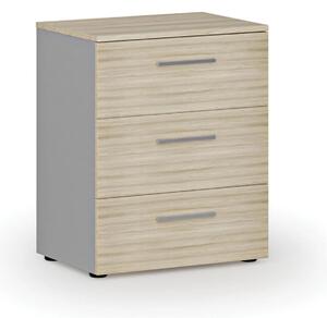 Kancelářská komoda ke stolu PRIMO GRAY, 740 x 600 x 420 mm, šedá/dub přírodní