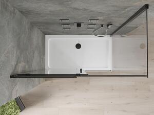 Mexen Omega rozsouvací sprchový kout 130 x 70 cm, Průhledné, Černá + sprchová vanička Flat, Bílá