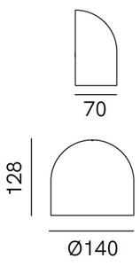 Il Fanale 298.01.OS Mask, obloukové nástěnné svítidlo z mosazi pro nepřímé osvětlení, LED 6W 3000K, průměr 14cm, IP65