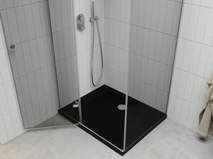 Mexen Roma otočný sprchový kout 120 x 80 cm, Průhledné, Chromovaná + sprchová vanička Flat, Černá