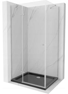Mexen Roma otočný sprchový kout 100 x 80 cm, Průhledné, Chromovaná + sprchová vanička Flat, Černá