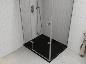 Mexen Roma otočný sprchový kout 120 x 80 cm, Průhledné, Chromovaná + sprchová vanička Flat, Černá