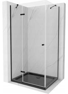 Mexen Roma otočný sprchový kout 100 x 80 cm, Průhledné, Černá + sprchová vanička Flat, Černá
