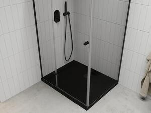 Mexen Roma otočný sprchový kout 120 x 80 cm, Průhledné, Černá + sprchová vanička Flat, Černá