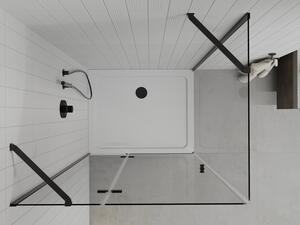 Mexen Roma otočný sprchový kout 120 x 80 cm, Průhledné, Černá + sprchová vanička Flat, Černá