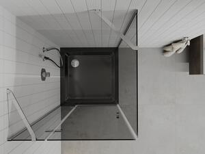 Mexen Roma otočný sprchový kout 80 x 80 cm, Grafitově černá, Chromovaná + sprchová vanička Flat, Čer