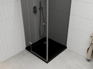 Mexen Roma otočný sprchový kout 80 x 80 cm, Grafitově černá, Chromovaná + sprchová vanička Flat, Čer