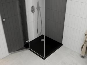 Mexen Roma otočný sprchový kout 90 x 90 cm, Grafitově černá, Chromovaná + sprchová vanička Flat, Čer