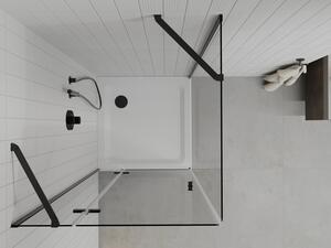 Mexen Roma otočný sprchový kout 80 x 80 cm, Průhledné, Černá + sprchová vanička Flat, Bílá