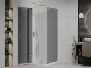 Mexen Roma otočný sprchový kout 80 x 80 cm, Grafitově černá, Chromovaná + sprchová vanička Flat, Bíl