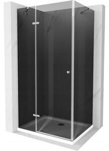 Mexen Roma otočný sprchový kout 80 x 120 cm, Grafitově černá, Chromovaná + sprchová vanička Flat, Bí