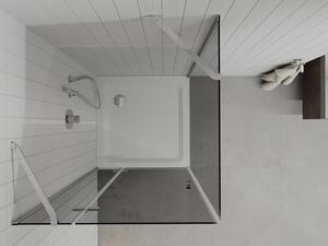 Mexen Roma otočný sprchový kout 90 x 90 cm, Grafitově černá, Chromovaná + sprchová vanička Flat, Bíl