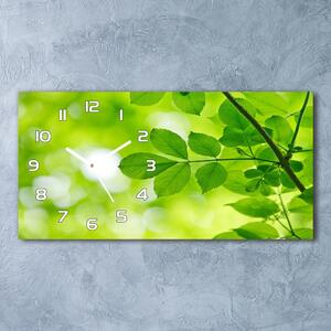 Skleněné hodiny na stěnu tiché Zelené listí pl_zsp_60x30_f_72665242