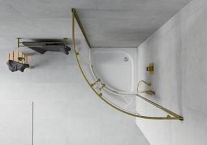 Mexen Rio půlkruhový sprchový kout 70 x 70 cm, Pruhy, Zlatá + sprchová vanička Rio, Bílá