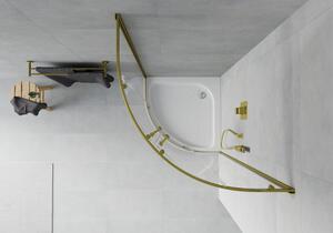 Mexen Rio půlkruhový sprchový kout 90 x 90 cm, Průhledné, Zlatá + sprchová vanička Rio, Bílá