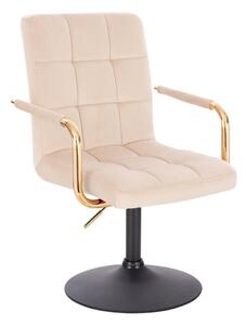 LuxuryForm DESIGN Židle VERONA GOLD VELUR na černém talíři - krémová