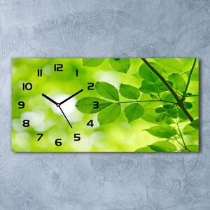 Skleněné hodiny na stěnu tiché Zelené listí pl_zsp_60x30_f_72665242