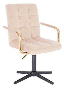 LuxuryForm DESIGN Židle VERONA GOLD VELUR na černém kříži - krémová