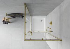 Mexen Rio čtvercový sprchový kout 70 x 70 cm, Průhledné, Zlatá + sprchová vanička Rio, Bílá