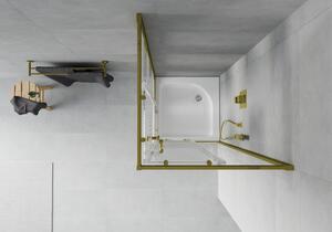 Mexen Rio čtvercový sprchový kout 70 x 70 cm, Pruhy, Zlatá + sprchová vanička Rio, Bílá