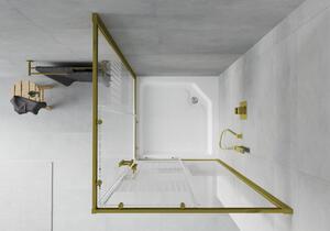 Mexen Rio čtvercový sprchový kout 90 x 90 cm, Pruhy, Zlatá + sprchová vanička Rio, Bílá