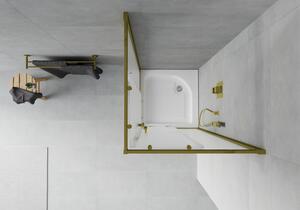 Mexen Rio čtvercový sprchový kout 70 x 70 cm, Vzor jinovatky, Zlatá + sprchová vanička Rio, Bílá