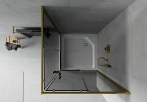 Mexen Rio čtvercový sprchový kout 90 x 90 cm, Grafitově černá, Zlatá + sprchová vanička Rio, Bílá