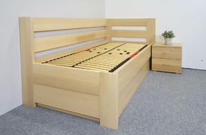 Rohová postel s úložným prostorem Valentin-Pravá, 80x200, 90x200 cm, masiv buk