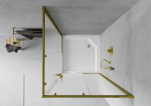 Mexen Rio čtvercový sprchový kout 90 x 90 cm, Vzor jinovatky, Zlatá + sprchová vanička Rio, Bílá