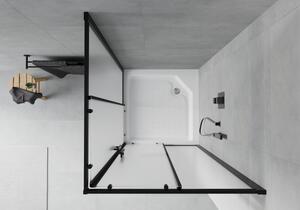 Mexen Rio čtvercový sprchový kout 90 x 90 cm, Vzor jinovatky, Černá + sprchová vanička Rio, Bílá