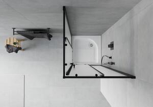 Mexen Rio čtvercový sprchový kout 70 x 70 cm, Vzor jinovatky, Černá + sprchová vanička Rio, Bílá