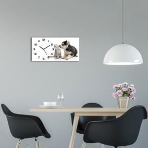 Moderní skleněné hodiny na stěnu Pes a kočka pl_zsp_60x30_f_73561386