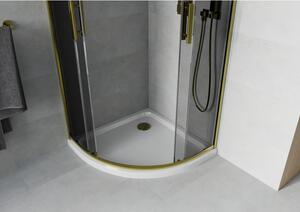 Mexen Rio půlkruhový sprchový kout 90 x 90 cm, Grafitově černá, Zlatá + sprchová vanička Flat, Bílá