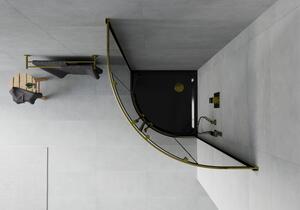 Mexen Rio půlkruhový sprchový kout 90 x 90 cm, Grafitově černá, Zlatá + sprchová vanička Flat, Černá